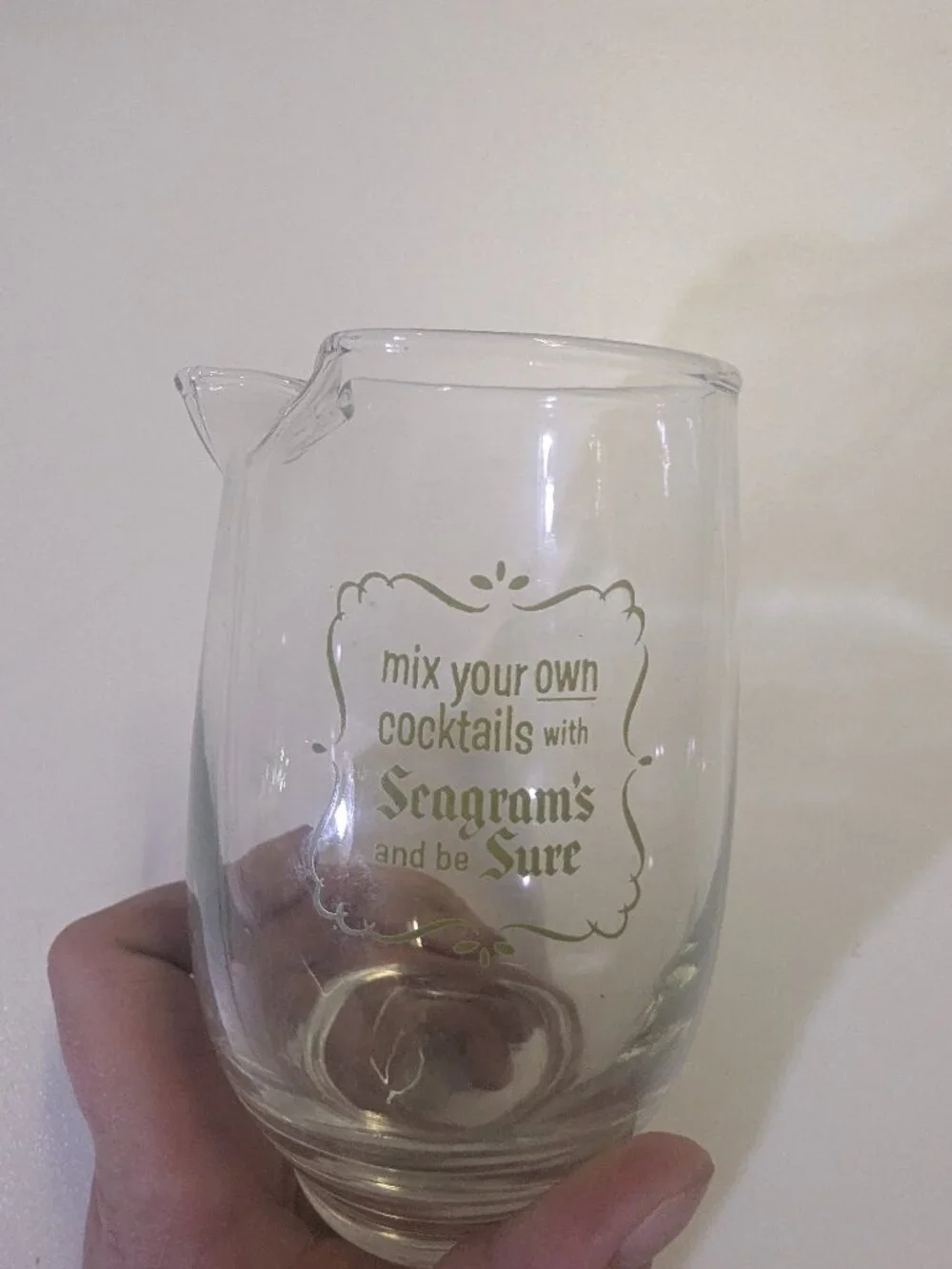 Vintage Mid-Century Seagram's Advertising Cocktail Mixing Glass Pitcher